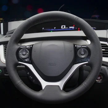 Melna Mākslīgās Ādas Automašīnas Stūres Rats Segumu Honda Civic 9 2012 2013