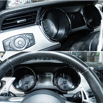 Melna Oglekļa Šķiedras Stils Instrumentu Paneļa Apkārtējo Apdare Gredzeni Vāka Uzlīme Ford Mustang-2020 Auto Piederumi