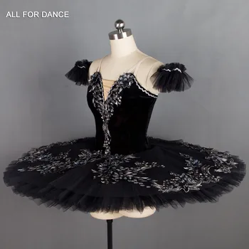 Melna Samta Bodice ar Bagātīgu dekoratīvās Apdares Profesionāla Baleta Tutu Klasiskās Dejas Tutu Black Swan Baleta Tutu