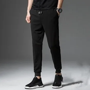 Melnas Vīriešu Bikses Modes Cietā Aukliņu Kabatā Sporta Bikses Gadījuma Staru Pēdas vasaras bikses vīriešu streetwear