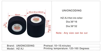 Melns Diametrs 36mm Augstums 16mm premium karstā zīmogs coder tintes rullis aizzīmogošanas mašīnas