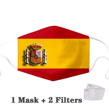 Melns Mutes, Sejas Maska spānijas Karogu Pasūtījuma Maska Modelis 2gab Filtra Maskas, Oglekļa Ielikt Anti-putekļu Anti-infekcijas Atkārtoti Spānija