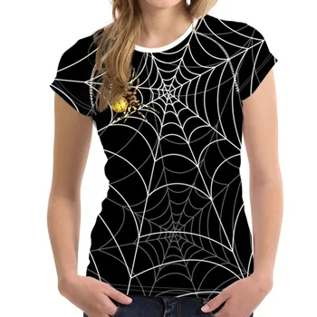 Melns Spiderweb Drukāt Sieviešu Pamata T Krekls Gadījuma Elpa Sieviete Topi Īsām Piedurknēm Slim Sieviešu T-krekls Meitenēm, t-veida