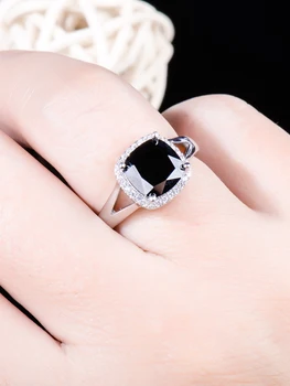 Melns zircon Melnā dimanta gredzens, gredzeni sievietēm ，925 sterling sudraba,dāvanas sievietēm uxury Rotaslietas 2020. gadam,saderināšanās gredzenu