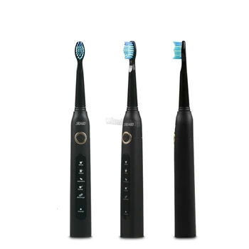 Melnā un baltā krāsā 3 pieaugušo zobu suka galvas 5 tīrīšanas režīmi pieejami USB uzlādējamās zobu suka ūdensizturīgs