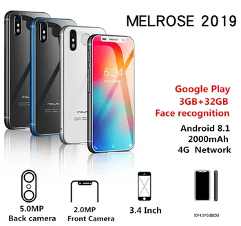 Melrose 2019 4G LTE Viedtālrunis 3.4 Collu Super mini Telefone 1GB 8GB Android 8.1 pirkstu Nospiedumu ID WIFI Hotspot Mobilo Šūnu telefonu