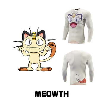 MEOWTH t-krekls ikdienas valkāšanai Topi Fitnesa Ātri Sausas Elsas Saspringts 3D krekls Cosplay Kostīmu Karstā Anime Cosplay par cēloņsakarību