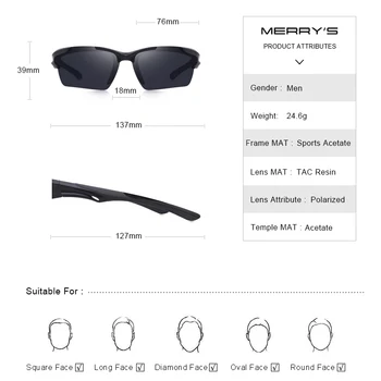 MERRYS DIZAINA Vīriešiem Polarizētās Āra sporta Saulesbrilles, Vīriešu Brilles UV400 Aizsardzība S9022
