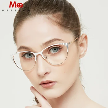 Messhow titāna sakausējuma brilles rāmis sieviete kaķa acu zīmola designe stilīgs recepte briļļu tuvredzība dāmas datoru 6933