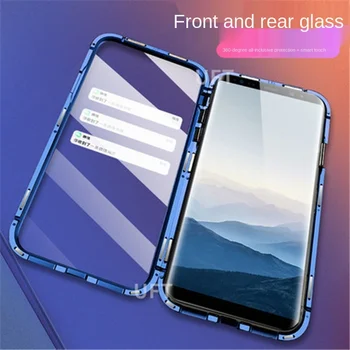Metāla Magnētiskās Stikla Case For Samsung Galaxy S20 Ultra S8 S9 S10 Plus Piezīme 8 9 10 A71 A51 A70 A11 A21s 360 Pilna Aizsardzības Vāciņu