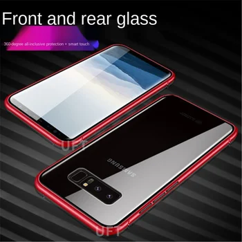 Metāla Magnētiskās Stikla Case For Samsung Galaxy S20 Ultra S8 S9 S10 Plus Piezīme 8 9 10 A71 A51 A70 A11 A21s 360 Pilna Aizsardzības Vāciņu
