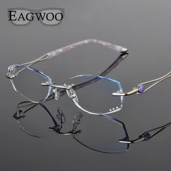 Metāla Sakausējuma Brilles Sievietēm bez apmales Recepti Lasot Tuvredzība, Progresīvās Brilles, Dzeltenas Izrāde ar Krāsu lēcas 258033
