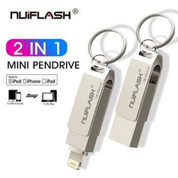 Metāla USB Flash Disks 128GB OTG Pen Drive 32GB 64GB USB 3.0 Zibatmiņas Diskā iphone/ipad/Zibens/ios/USB Memory Stick