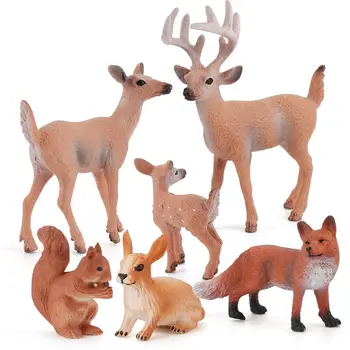 Meža Dzīvnieki Skaitļi, Miniatūras Rotaļlietas Kūka Toppers (Briežu Dzimtas, Fox, Truši, Vāveres)