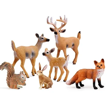 Meža Dzīvnieki Skaitļi, Miniatūras Rotaļlietas Kūka Toppers (Briežu Dzimtas, Fox, Truši, Vāveres)