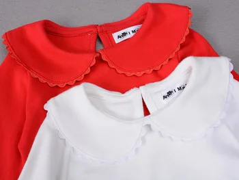 Mežģīņu Dizains Meitenes ar garām Piedurknēm T-krekls Kokvilnas Zīdaiņu Meiteņu Topi Apģērbi Meitenēm Princese T krekli Rudens Bērniem