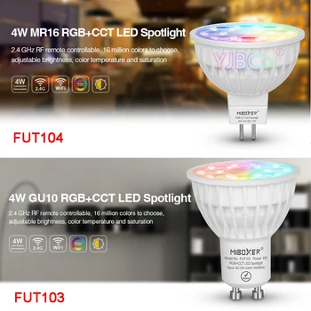 Miboxer 4W RGB+PKT LED Prožektoru gaismā FUT103 GU10 FUT104 MR16 led Spuldze lampas Guļamistabas Restorāna viesistaba Pavārs telpas apgaismojums