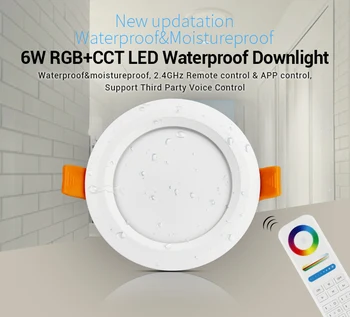 MIBOXER FUT063 6W RGB+PKT Ūdensdrošs LED Downlight spot Gaismas Lampa AC85-265V APP WiFi Saderīgu 2.4 G, 4-Zonu Bezvadu Tālvadības
