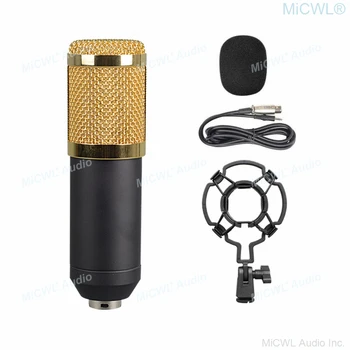 MiCWL X800 Tīkla Dzīvot Karaoke PC Dziedāt Studio Ierakstīšanas Mikrofons, Kondensatora Mikrofoni Microfone ar Triecienu Desk Mount Support Zelta