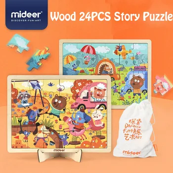 MiDeer 24PCS Jigsaw Puzzles Bērniem Puzzle Spēle Karikatūra Izglītības Rotaļlietas, Bērnu Dzimšanas dienas Dāvanu Komplekts, Koka Dizaina Zēns Rotaļlietas 3Y