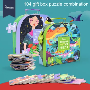 MiDeer Bērniem Lielu Jigsaw Puzzle Set 100+ Gabali, Bērnu Rotaļlietas Dinozauru Pasaka, Sleeping Beauty Izglītojošas Rotaļlietas Bērniem Dāvanu