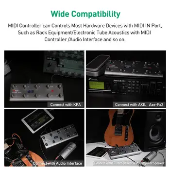 MIDI Komandieris Ģitāra, Pedālis Pārnēsājamu USB MIDI Kāju Kontrolieris Ar 10 Pēdu Slēdži Saskaņota TS Mini Audio Interfeiss Skaņas Karte