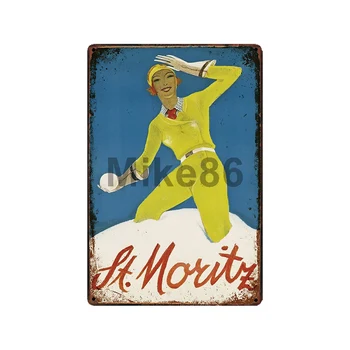 [ Mike86 ] Norvēģija St moritz Slēpošana Metāla zīmju Vintage Veikalā Retro Dzelzs Krāsošana Cites Plakātu Mākslas 20*30 CM LT-1838