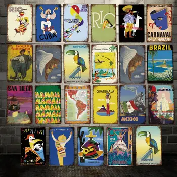 [ Mike86 ] Rio de Janeiro Mecico GVATEMALA HAVANA Metāla zīmju Vintage Brazīlija Krāsošana Dienvidamerikā Plakātu Mākslas 20*30 CM LT-1950