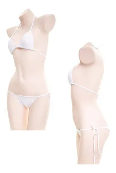 Mikro Bikini Kawaii Kokvilnas Apakšveļas Komplekts Sexy Cute Apakšveļas Komplekts Balts Melns Krūšturis un Biksīšu Eksotisko Anime Cosplay Attvaicētājs Drēbes