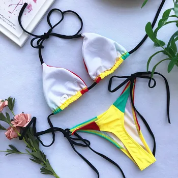 Mikro Bikini, Sandales 2019 Pavada Stīgu Peldkostīmu Sieviešu Raibs Trīsstūris Pārsējs Peldkostīmi Sieviešu Peldkostīms Brazīlijas Bikini