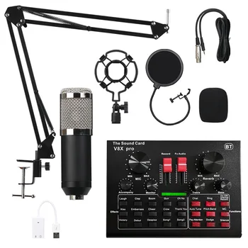 Mikrofons Audio Mikseris BM800 Pro dj MIC Stand Kondensatoru USB Bezvadu Karaoke KTV Profesionālo Ierakstu Live Bluetooth SoundCard