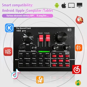 Mikrofons Audio Mikseris BM800 Pro dj MIC Stand Kondensatoru USB Bezvadu Karaoke KTV Profesionālo Ierakstu Live Bluetooth SoundCard