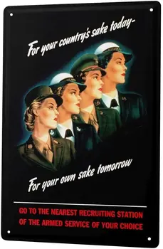 Militāro Sieviešu Vervēšanu Plakātu Smieklīgi Zīme Skārda Art Sienas Dekori Vintage Alumīnija Retro Metāla Skārda Apzīmējumu Krāsošana Dekoratīvie Pazīmes