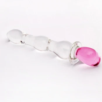 Milzīgs tūpļa plug Rozā sirds pērles Stikla dzimumlocekļa, Makstī, Anālais Butt Plug Pieaugušo Dildo Clit masturbācija produktu Seksa Rotaļlietas Sievietēm