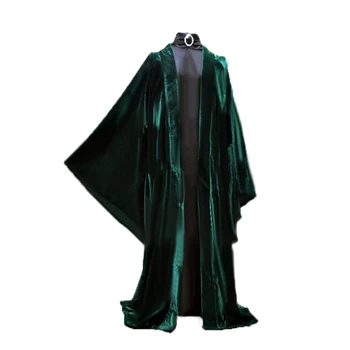 Minerva McGonagall Kleita Cosplay Tērpu Tumši Zaļā Apmetnī, Tranšeju Apmetnis+Cepure