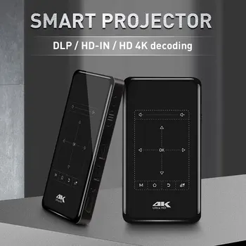 Mini 4K Smart Rokas Projektoru 1080P HD Projektors, DLP Android 6.0 WiFi, Bluetooth 4.1 Mini Proyectores 8G HDMI Kabatas Proyector