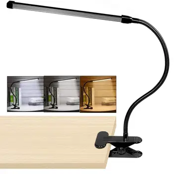 Mini 8W LED Klips Lampa Galda lampa ar 3 Režīmiem 2M Kabelis Reostats 10 Līmeņiem, Skavas, Galda Gaismas Regulēšana Grāmatu Lasīšanas Apgaismojuma Lampas