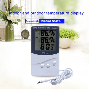 Mini Digitālo LCD displeju ar Temperatūras Sensors Mitruma Mērītājs Iekštelpu/Āra Termometru, Higrometru, Platums Monitors Laika Pulkstenis TA318