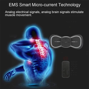 Mini Electric Neck Massager Pad Zemas Frekvences Strāvas Impulsu Stimulators Uzlīmes, Plecu Kakla Skriemeļa Muskuļu Sāpju Atvieglojums