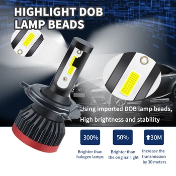 Mini H4 luces H7 LED Tālu, Auto Lukturu lampas 12V 12000LM H11 9005 HB3 9006 HB4 H8 4300K 6000K 8000K Spuldzes Piederumi