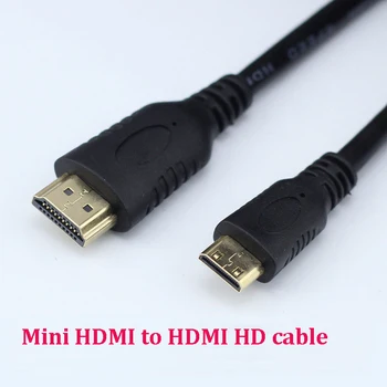 Mini HDMI uz HDMI Vadu ātrgaitas Adapteris 1080p 3D 1,5 M apzeltīts Spraudnis kameras monitors grāmatiņa TV kontrolieris valde