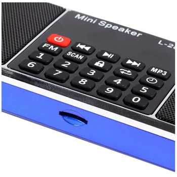 Mini Portatīvo Uzlādējams Stereo L-288 FM Radio, Skaļrunis LCD Ekrāns, Atbalsta TF Karte USB Disku, MP3 Mūzikas Atskaņotājs, Skaļrunis(Zila