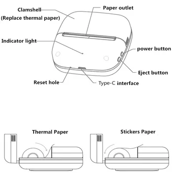 Mini Printeri Portatīvie Termiskā Printeri Bezvadu Bluetooth Foto Kabatas Drukāšanas Moblie Tālrunis Printeriem, Android vai IOS