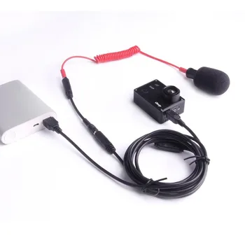 Mini USB, 3,5 mm Ārējā Mikrofona Un Uzlādes Kabelis priekš GitUP Git2/Git2P/G3/F1 Action Camera 2 in 1 Uzlādes Kabelis