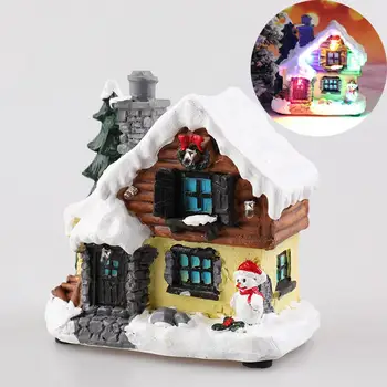 Mini Ziemassvētku Mājas mēbeles, Mēbeles Leļļu Nams LED Māju Rotā Gaismas Ar Sveķiem, Miniatūras Māja Mājas Dekorēšanai Ziemassvētku Dāvanas