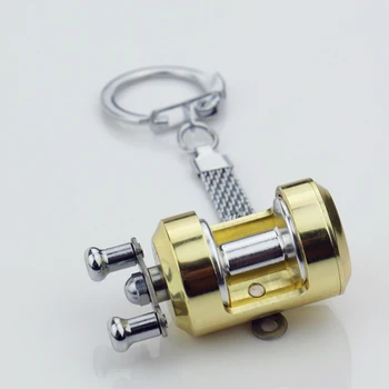 Mini Zvejas Spole Formas Keychain Keyring Velcēšanas Riteņu Atslēgu piekariņi Apdare ALS88