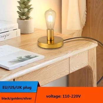 Minimālisma Galda Lampa US/UK/ ES plug Kaltas Dzelzs Galda Gaismu, Guļamistabas Gultas Lampa Nakts E27 110V, 220V Mājas Apdare