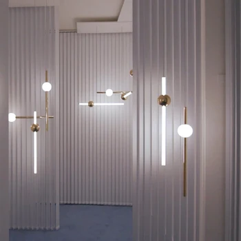 Minimālisma Līnijas Mākslas LED Pendant Lampas Horizontālā Versija Piekariņu Gaismas Metāla Mirdzumu Bumbu Bārs Kafejnīca Tējas Veikals Projektēšana Kāpnēm