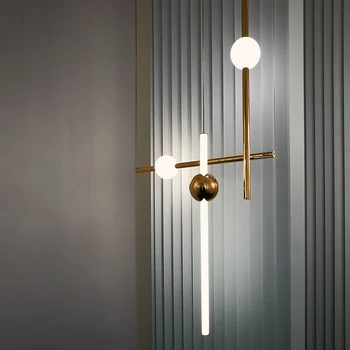 Minimālisma Līnijas Mākslas LED Pendant Lampas Horizontālā Versija Piekariņu Gaismas Metāla Mirdzumu Bumbu Bārs Kafejnīca Tējas Veikals Projektēšana Kāpnēm
