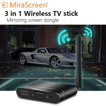 MiraScreen TV stick 3 in 1 HDMI+VGA+AV Bezvadu pilnais HD 1080P Displejs Dongle Uztvērēju WiFi Miracast Airplay DLNA X6W PLUS